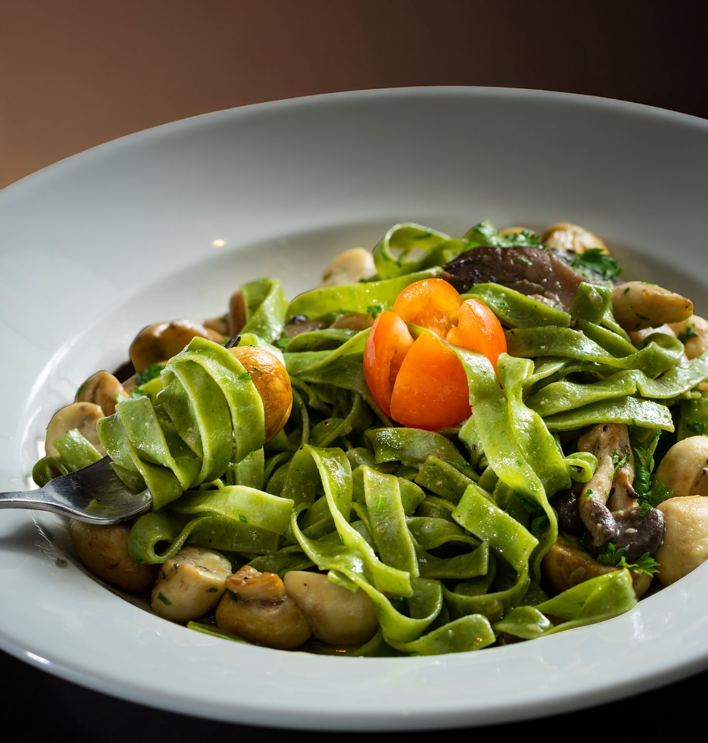 Pasta fresca con champiñones, Andiamo